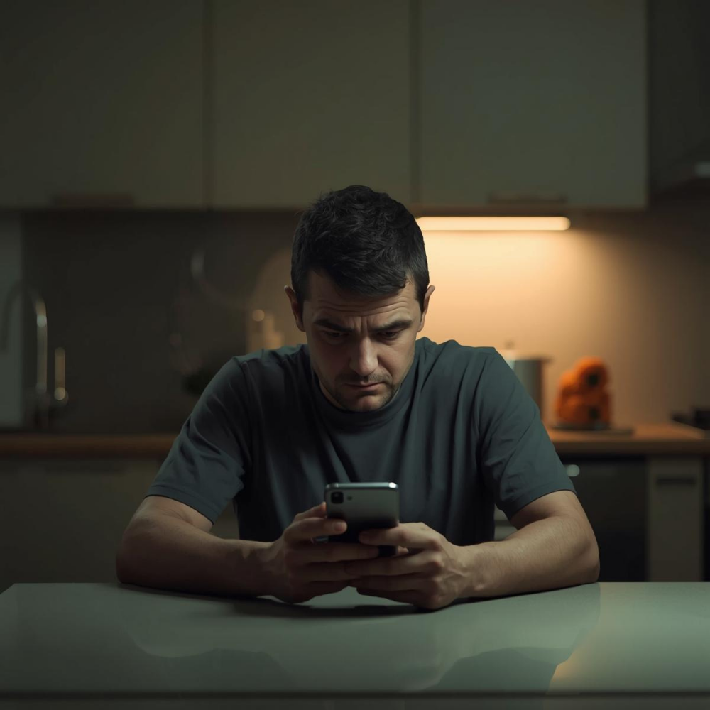 Gestresster Vater am Abend