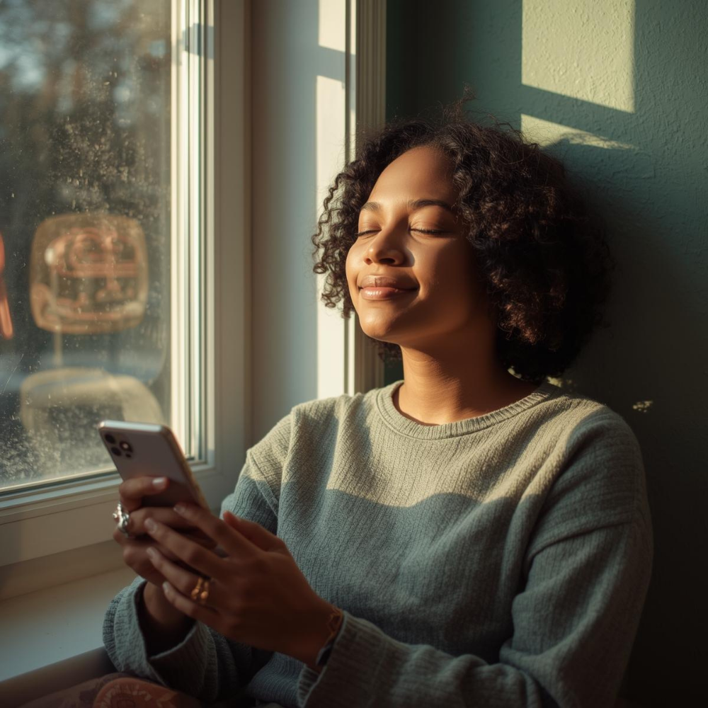 Ruhige Mutter am Fenster